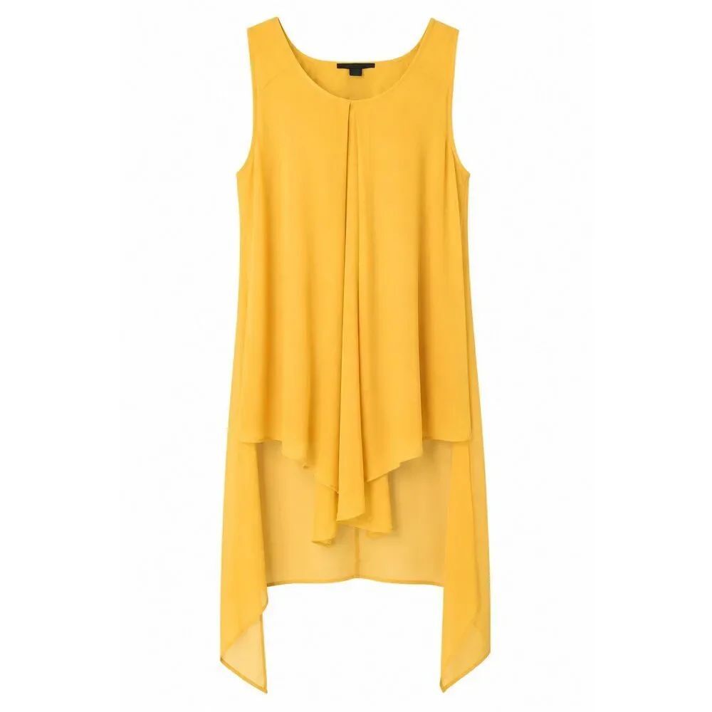 Adele & May Blouse Women XL Chiffon Flutter Sleeveless Lined Semi Sheer High Low